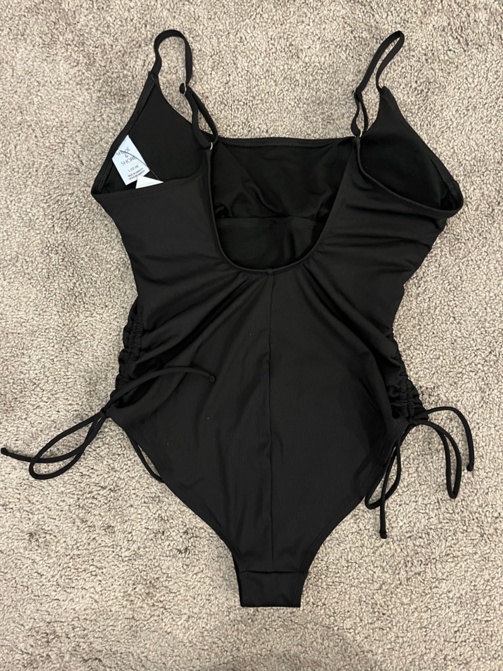 Shade & Shore Black Ribbed One-Piece Swimsuit - Picture 4 of 6